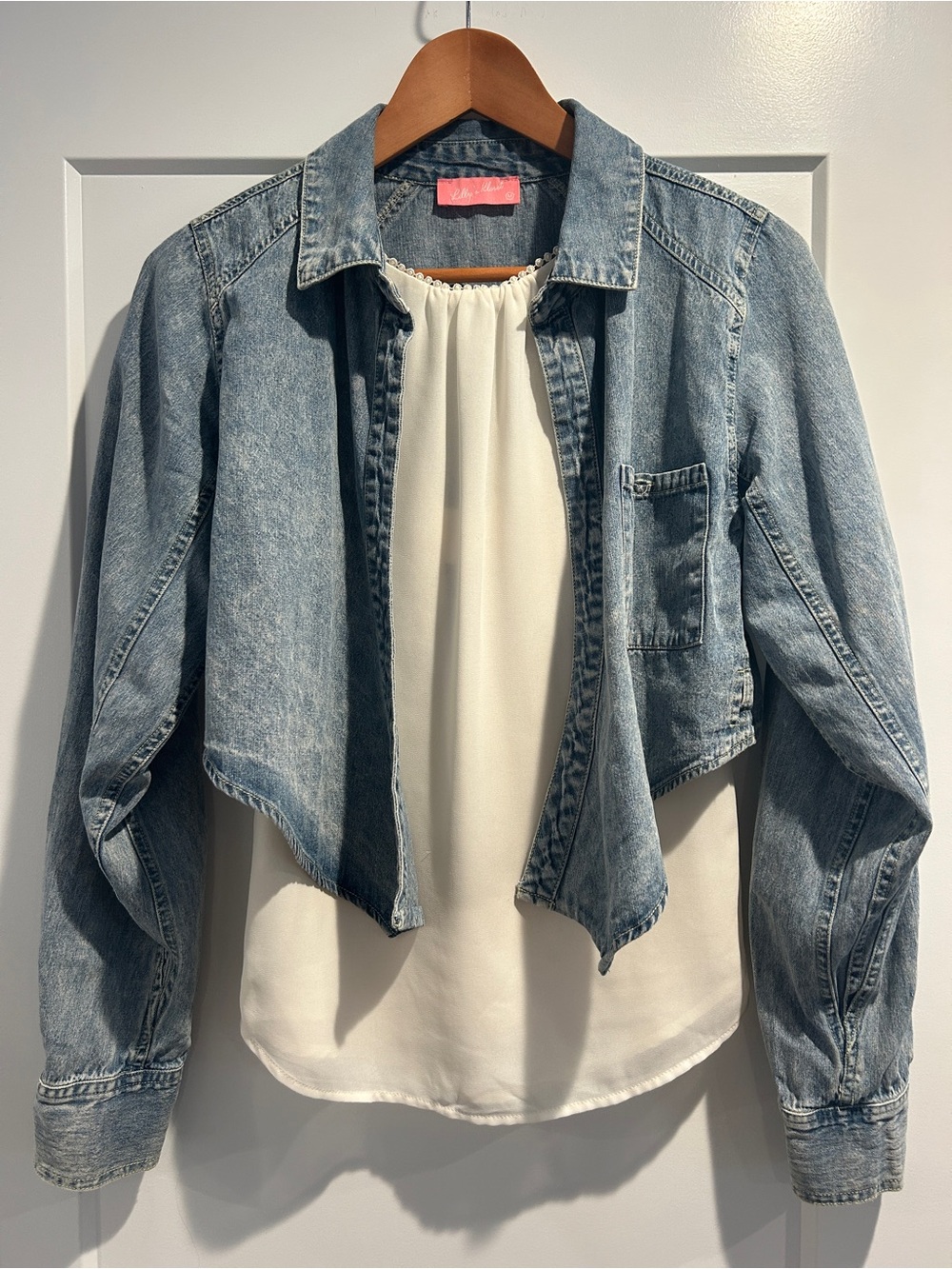 Cropped Light Blue Denim Jacket - Women's Jean Jacket